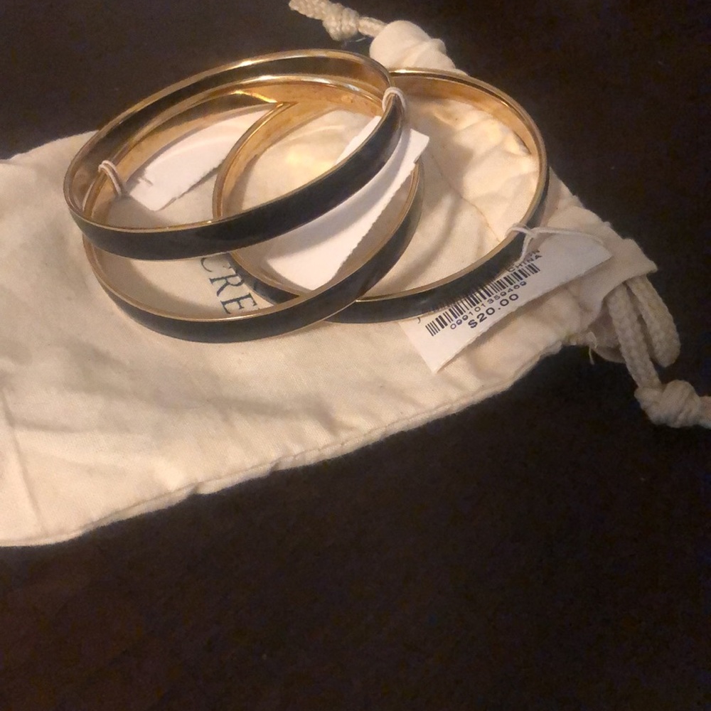 NWT J. Crew gold and black 3 set bangles